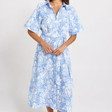 Betty Basics Lucy Shirt Dress in Blue Shell Print - view 2