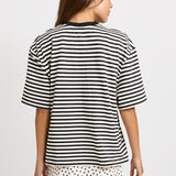 Jazel Slouch Stripe Tee - Black / White