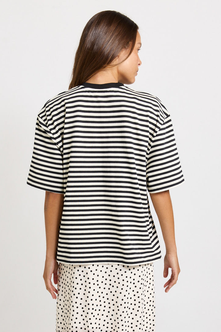 Jazel Slouch Stripe Tee - Black / White