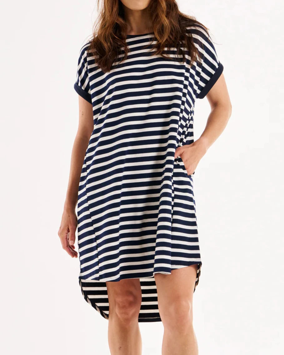 MAXINE T-SHIRT DRESS - Navy Stripe