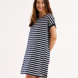 MAXINE T-SHIRT DRESS - Navy Stripe