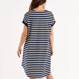 MAXINE T-SHIRT DRESS - Navy Stripe