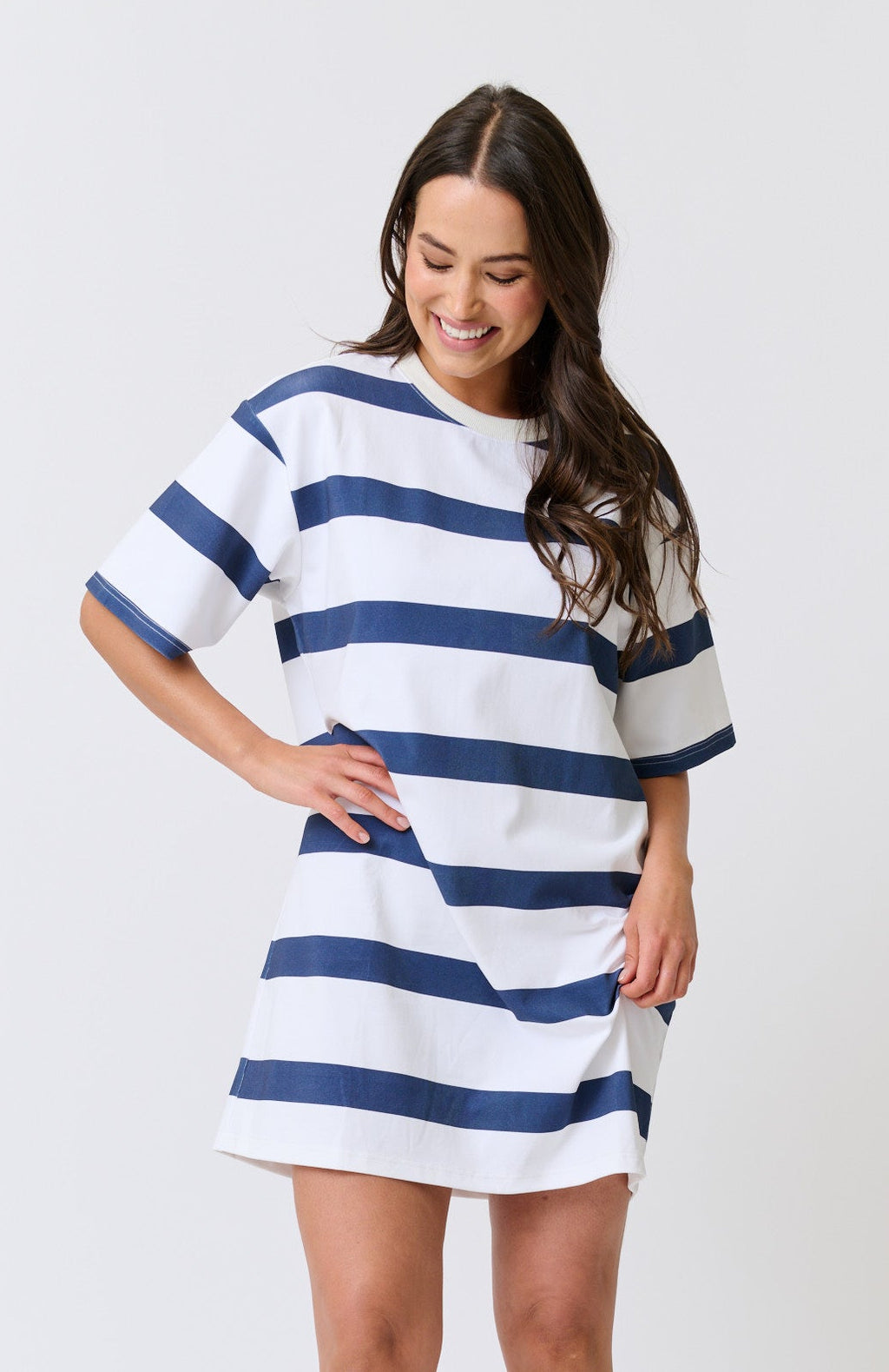 JAGGER T-SHIRT DRESS - Navy Stripe