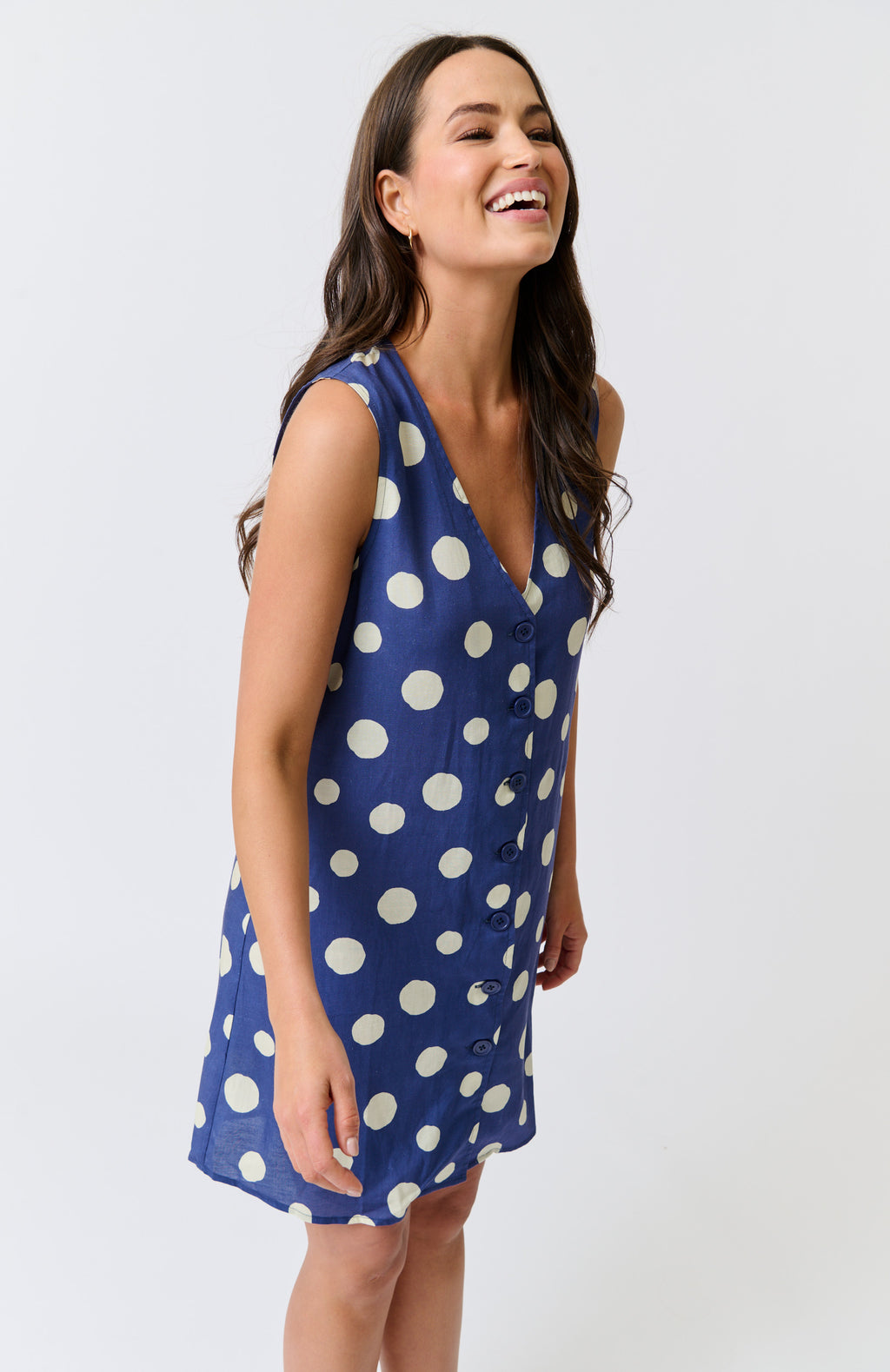 SELENA MINI DRESS - Navy Spot