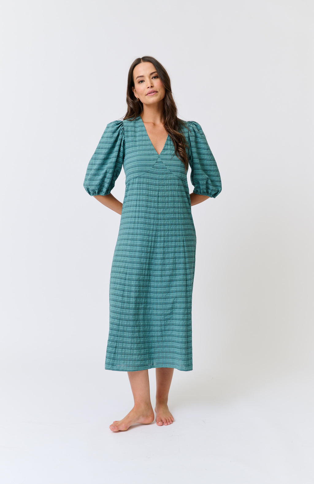 DEVON MIDI DRESS - Jade Check