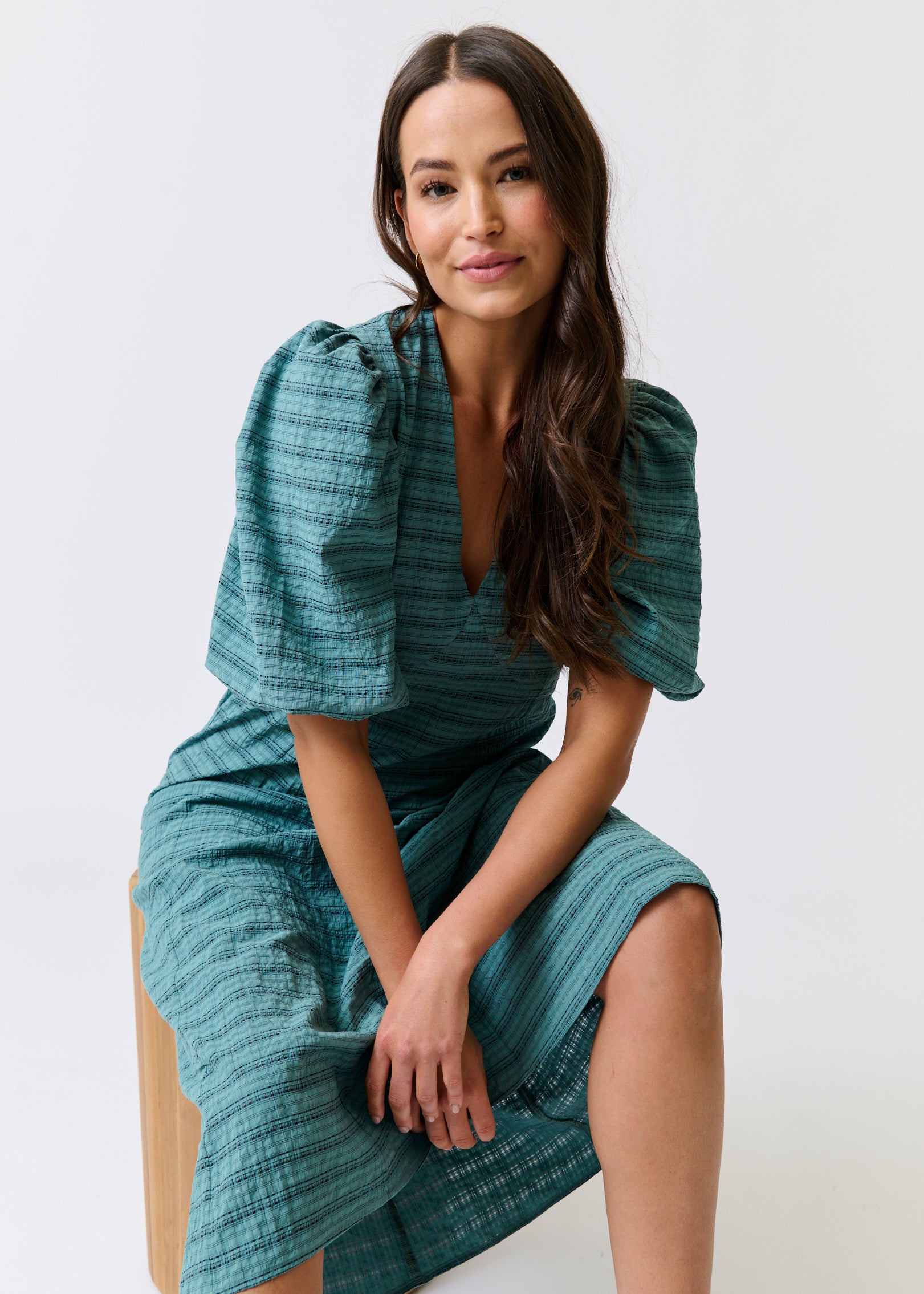 DEVON MIDI DRESS - Jade Check