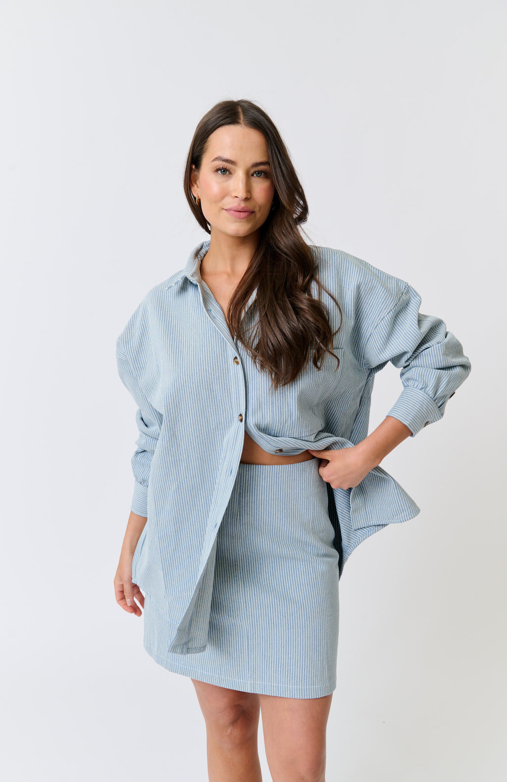 ZYLA MINI SKIRT - Stripe Denim