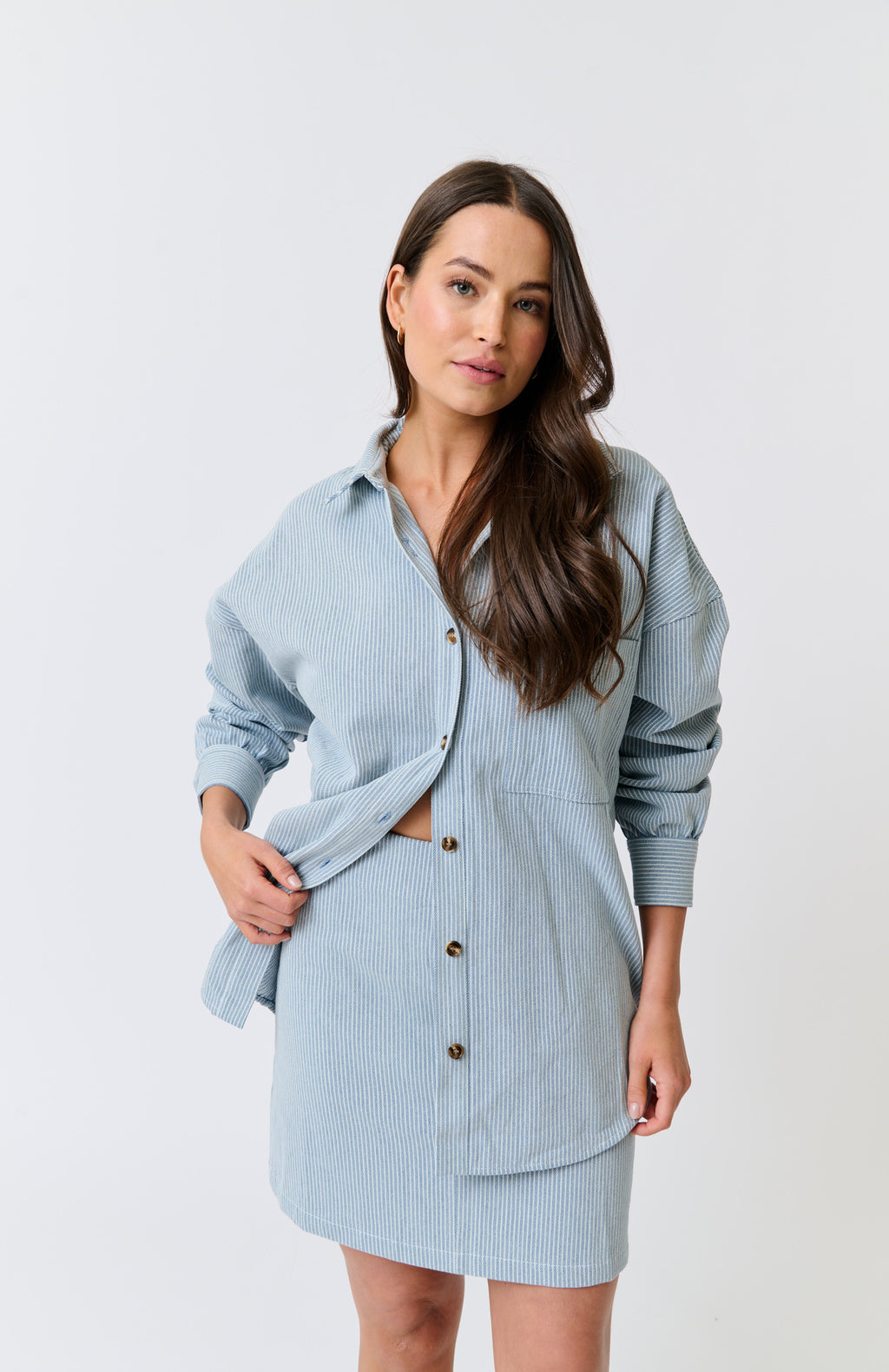 ZYLA MINI SKIRT - Stripe Denim