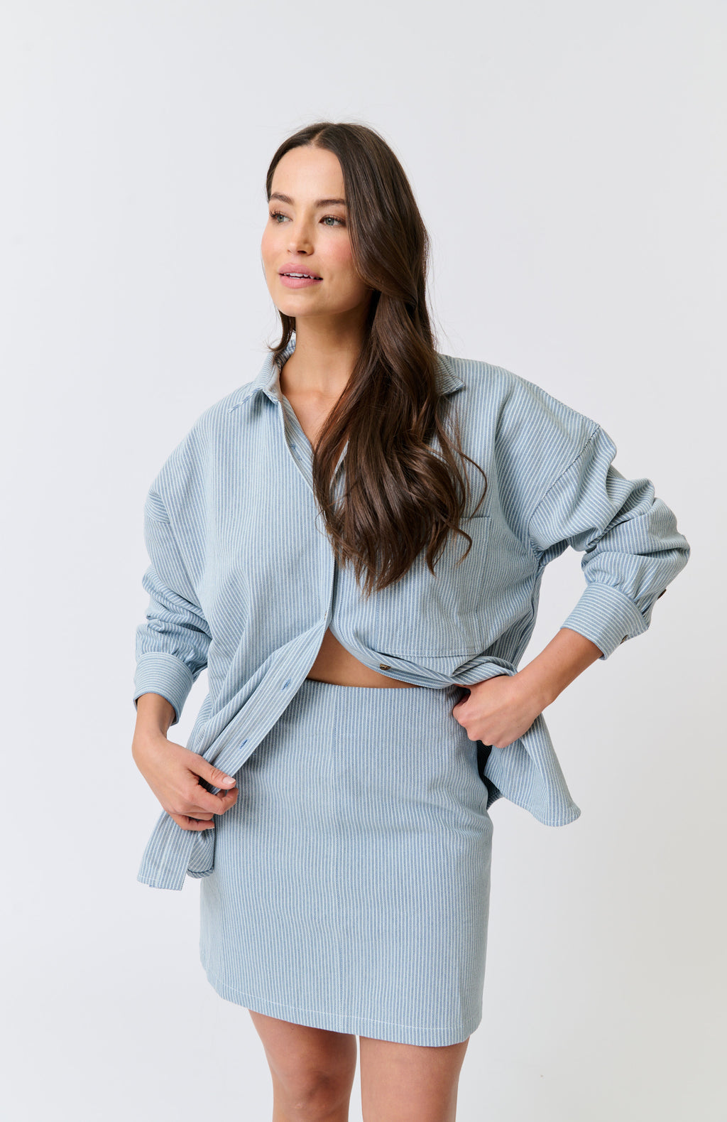 ZYLA MINI SKIRT - Stripe Denim