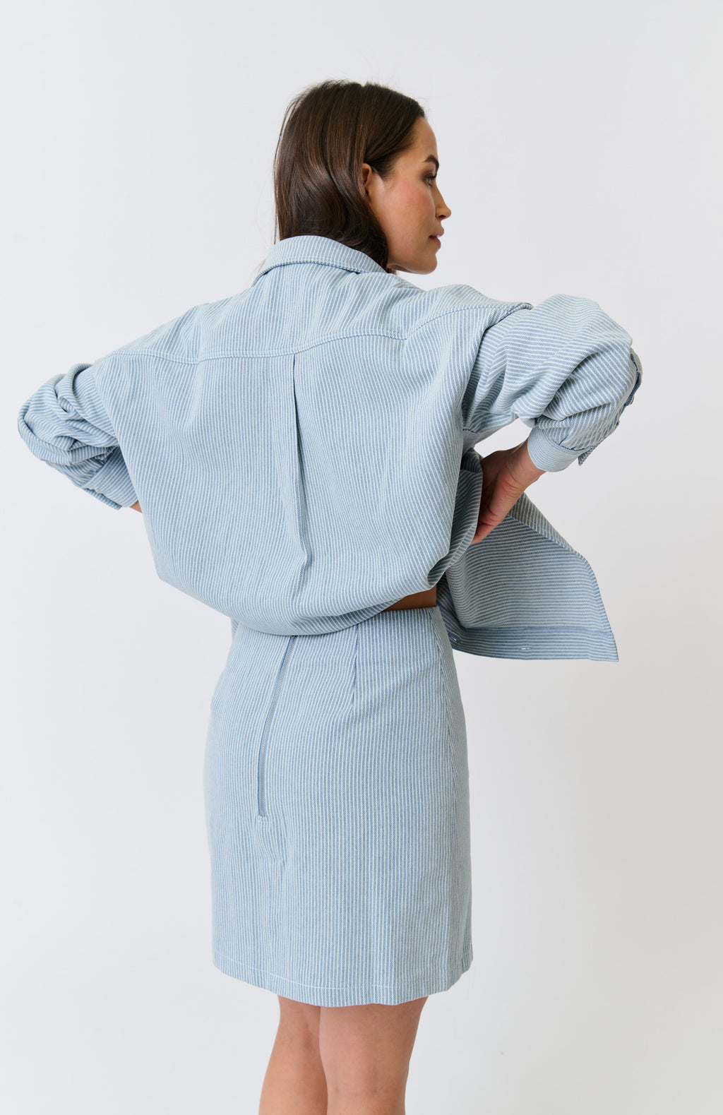 ZYLA MINI SKIRT - Stripe Denim