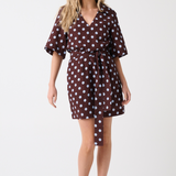Korey Linen Mini Dress - Choc Spot