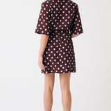 Korey Linen Mini Dress - Choc Spot