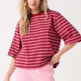 Hallie Cotton Tee - Boysenberry Stripe
