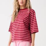 Hallie Cotton Tee - Boysenberry Stripe
