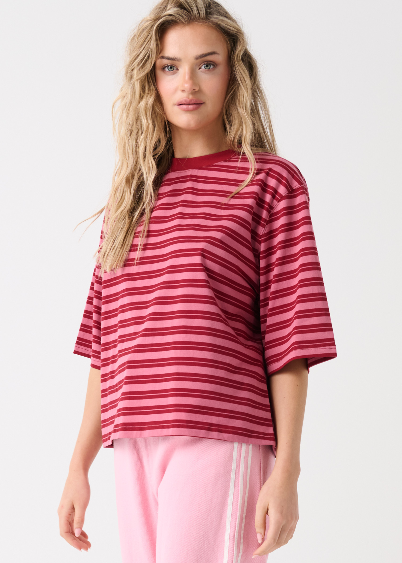 Hallie Cotton Tee - Boysenberry Stripe