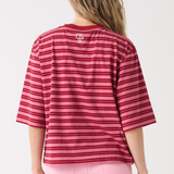 Hallie Cotton Tee - Boysenberry Stripe