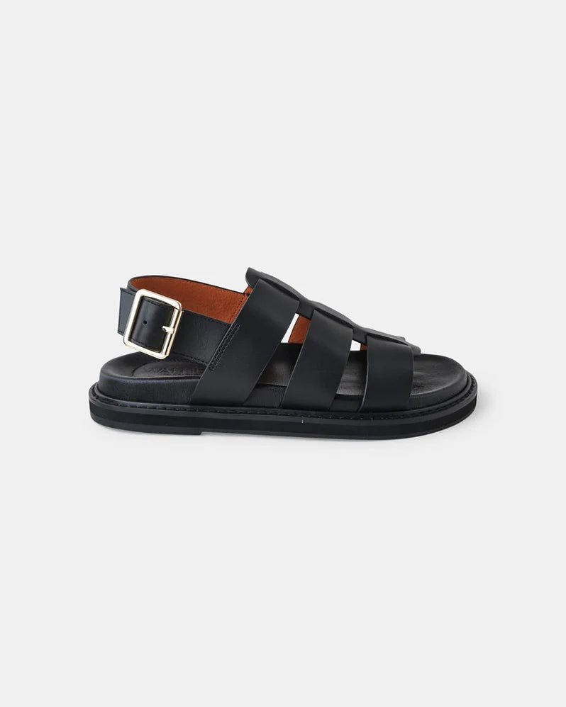 DAKOTA LEATHER SLIDE - Black