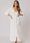 A WALK IN THE PARK LINEN OVERSIZED BATWING TOP - White