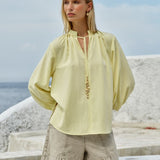 Fate+Becker Shae Split Neck Blouse in Lemon - view 2