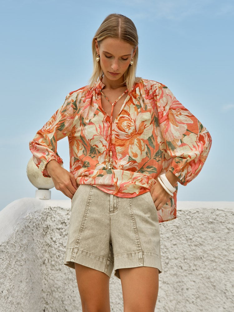 Fate+Becker Shae Split Neck Blouse in Petal - view 2