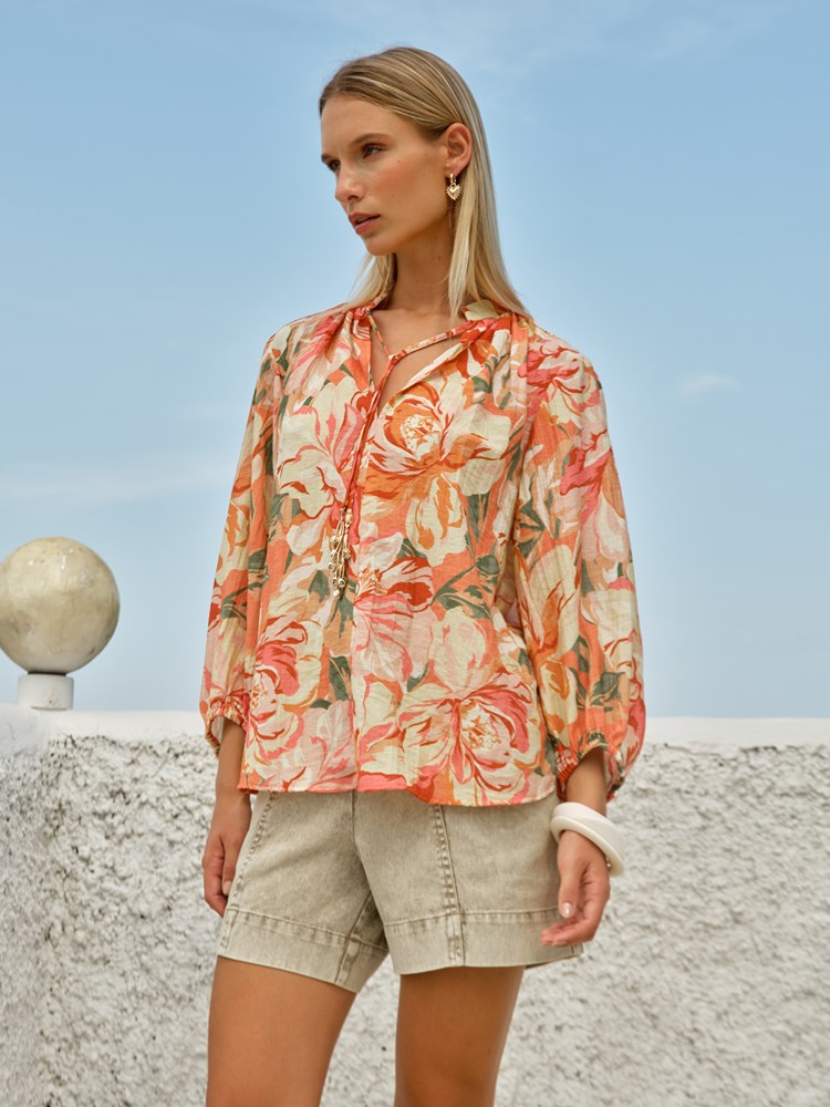 Fate+Becker Shae Split Neck Blouse in Petal - view 3