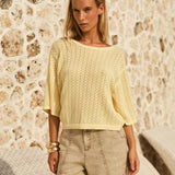 Fate+Becker Mila Pointelle Top in Lemon