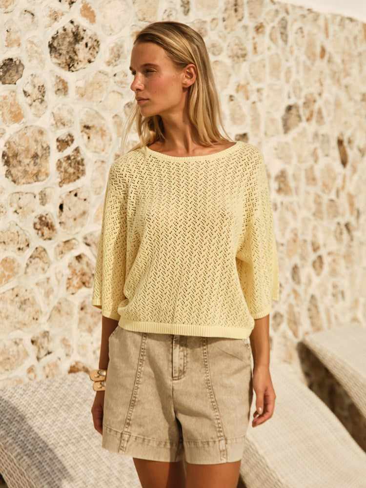 Fate+Becker Mila Pointelle Top in Lemon - view 2
