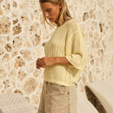 Fate+Becker Mila Pointelle Top in Lemon - view 3
