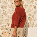 Fate+Becker Mila Pointelle Top in Red Clay - view 2