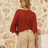 Fate+Becker Mila Pointelle Top in Red Clay - view 3