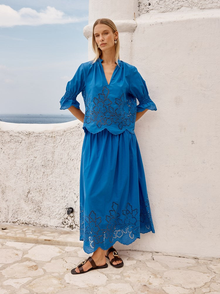 Fate+Becker Cosette Blouse in Cobalt
