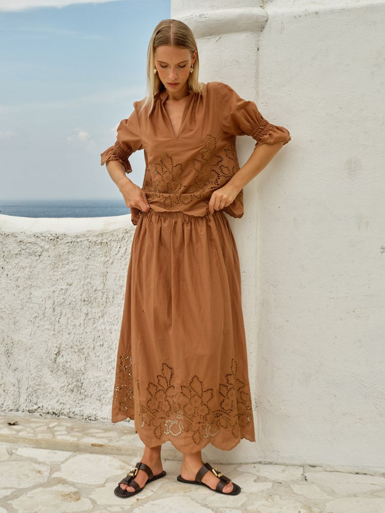 Fate+Becker Cosette Blouse in Tan