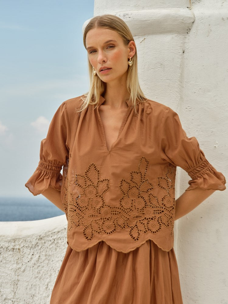 Fate+Becker Cosette Blouse in Tan - view 2