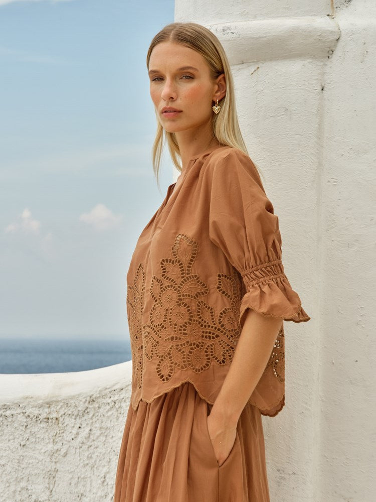 Fate+Becker Cosette Blouse in Tan - view 3