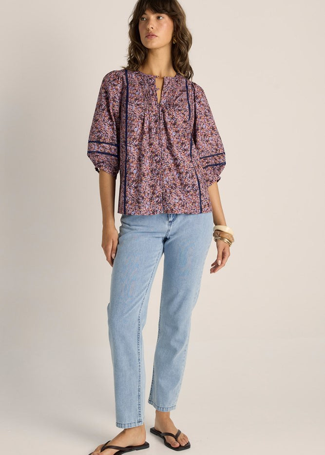 Alaia Print Lace Insert Blouse