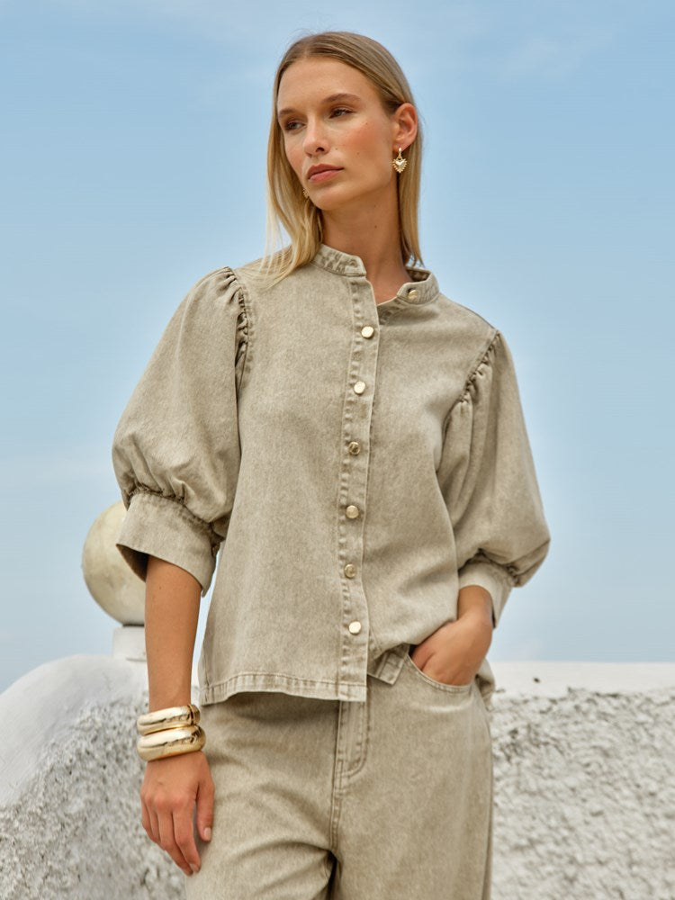 Fate+Becker Saskia Balloon Shirt in Parchment
