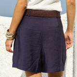 Fate+Becker Thalia Belted Short in Navy - view 3