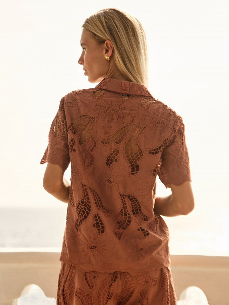 Fate+Becker Colette Lace Shirt in Red Clay - view 3