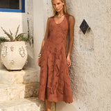 Fate+Becker Alessia Lace Midi Dress in Red Clay