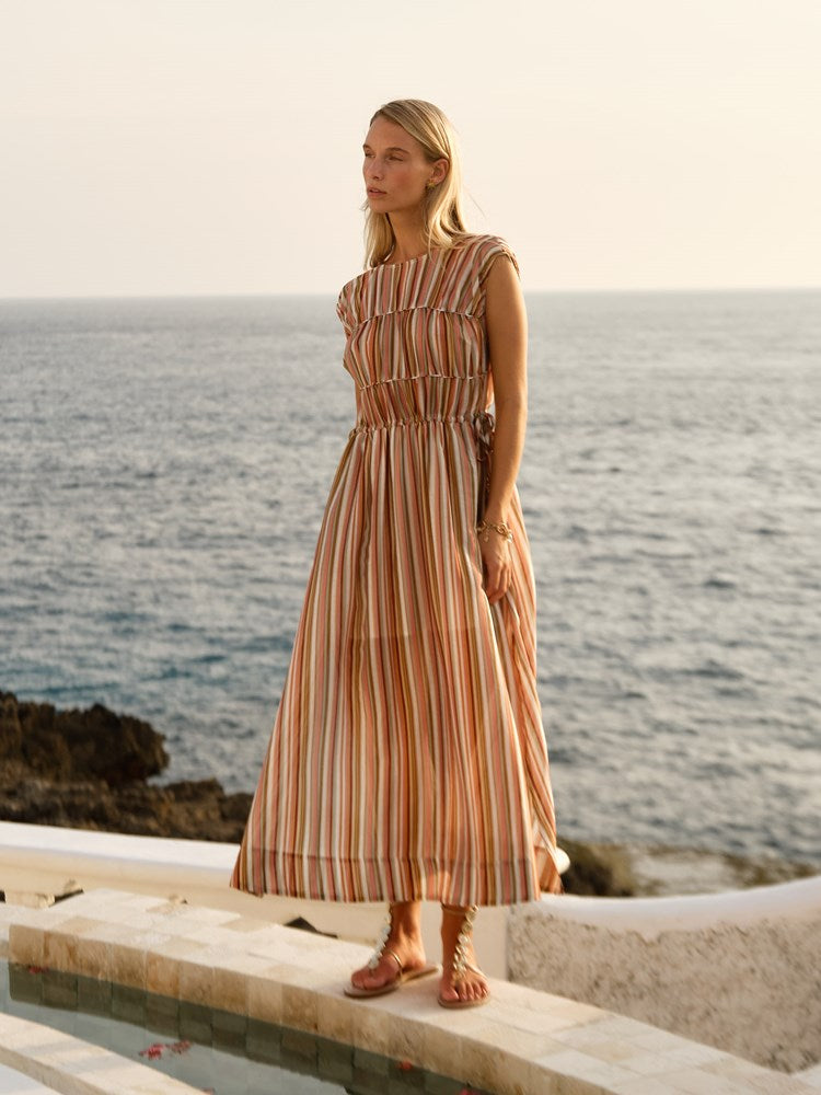 Fate+Becker Callista Midi Dress in Sandbar Stripe