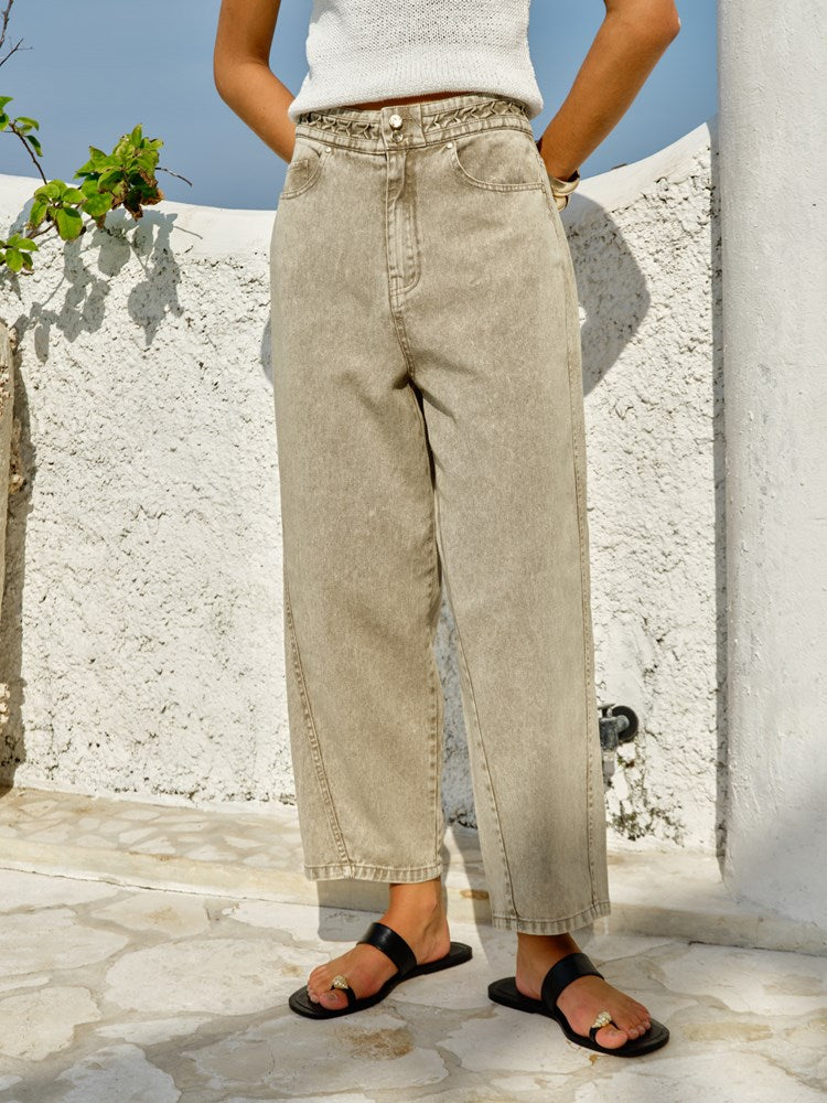 Fate+Becker Fiora Barrel Leg Jean in Parchment