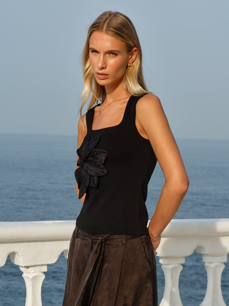 Fate+Becker Ingrid Applique Tank in Black - view 2