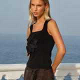 Fate+Becker Ingrid Applique Tank in Black - view 2