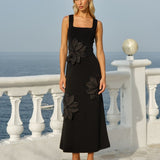 Fate+Becker Ingrid Applique Midi Dress in Black