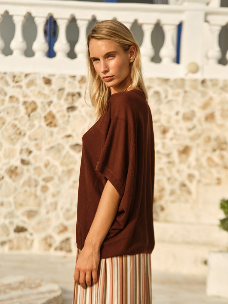 Fate+Becker Irises V-Neck Top in Chocolate - view 3