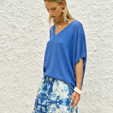 Fate+Becker Irises V-Neck Top in Cobalt - view 2
