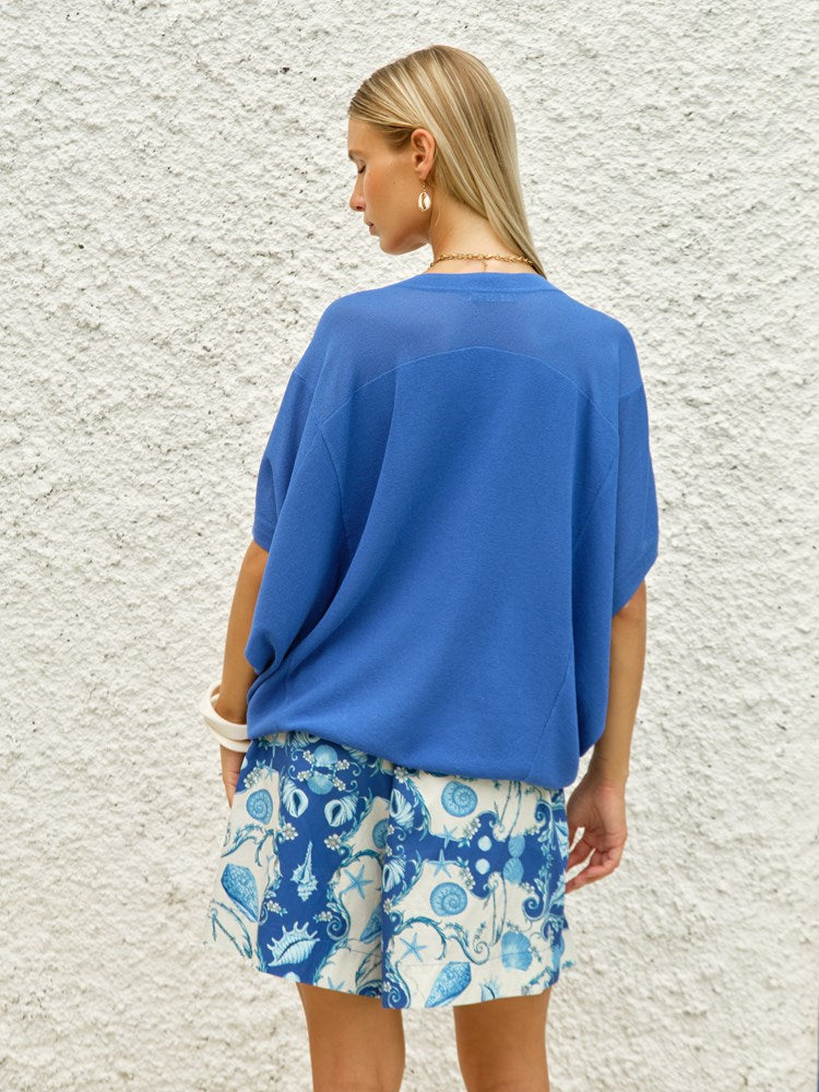 Fate+Becker Irises V-Neck Top in Cobalt - view 3