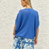 Fate+Becker Irises V-Neck Top in Cobalt - view 3