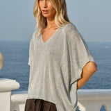 Fate+Becker Irises V-Neck Top in Silver - view 2