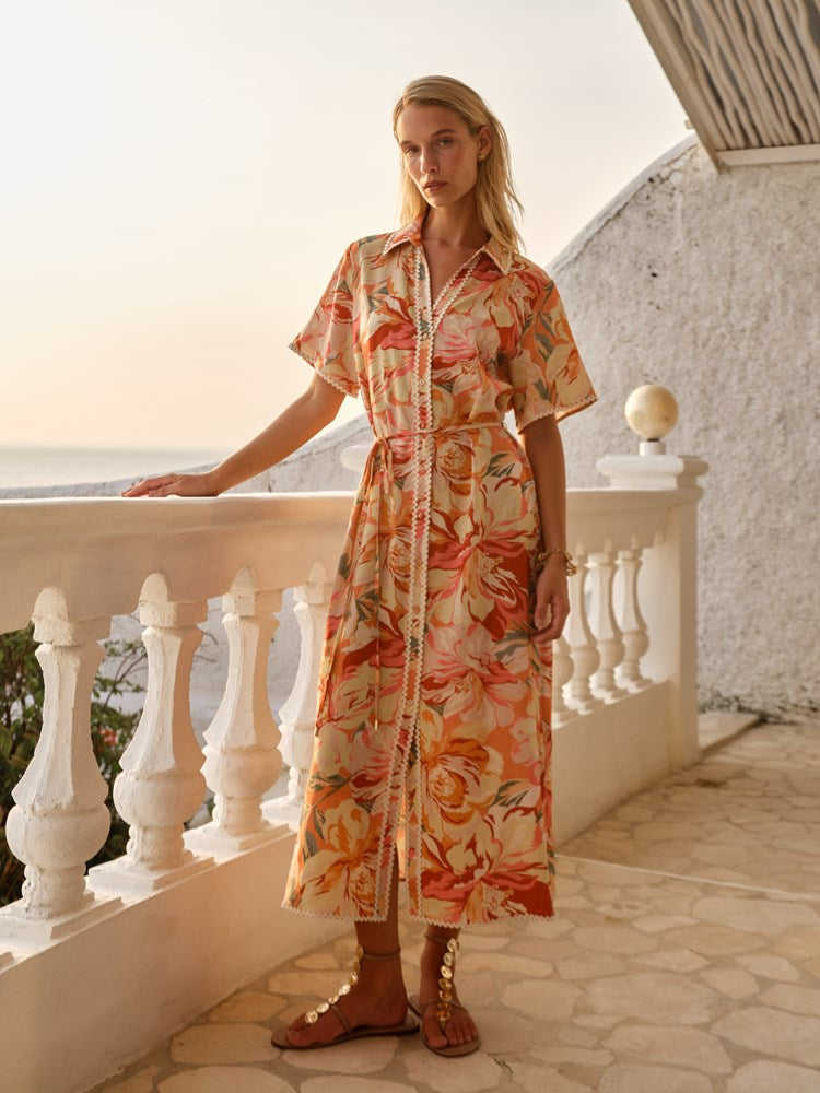 Fate+Becker Elodie Midi Shirt Dress in Petal